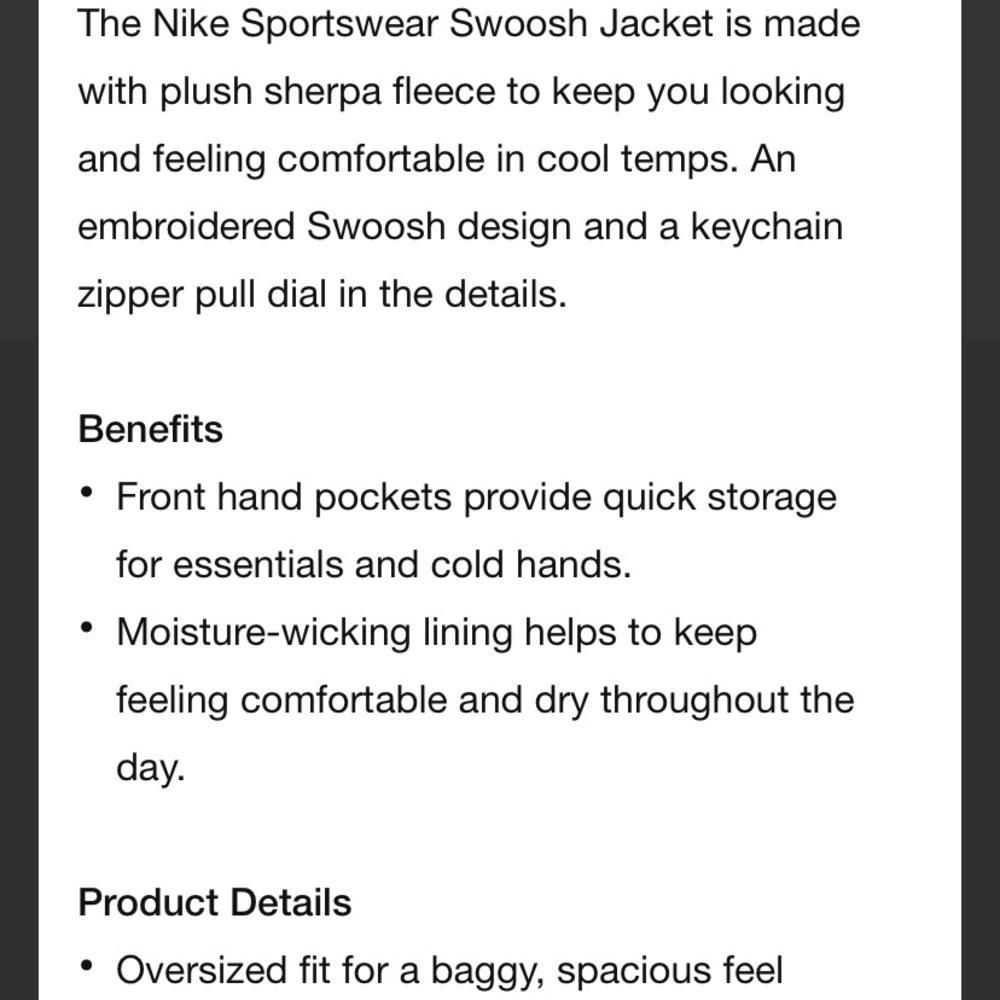 ⭐️HP NWT Nike Swoosh Oversized Teddy Sherpa Zip Up - Picture 16 of 16